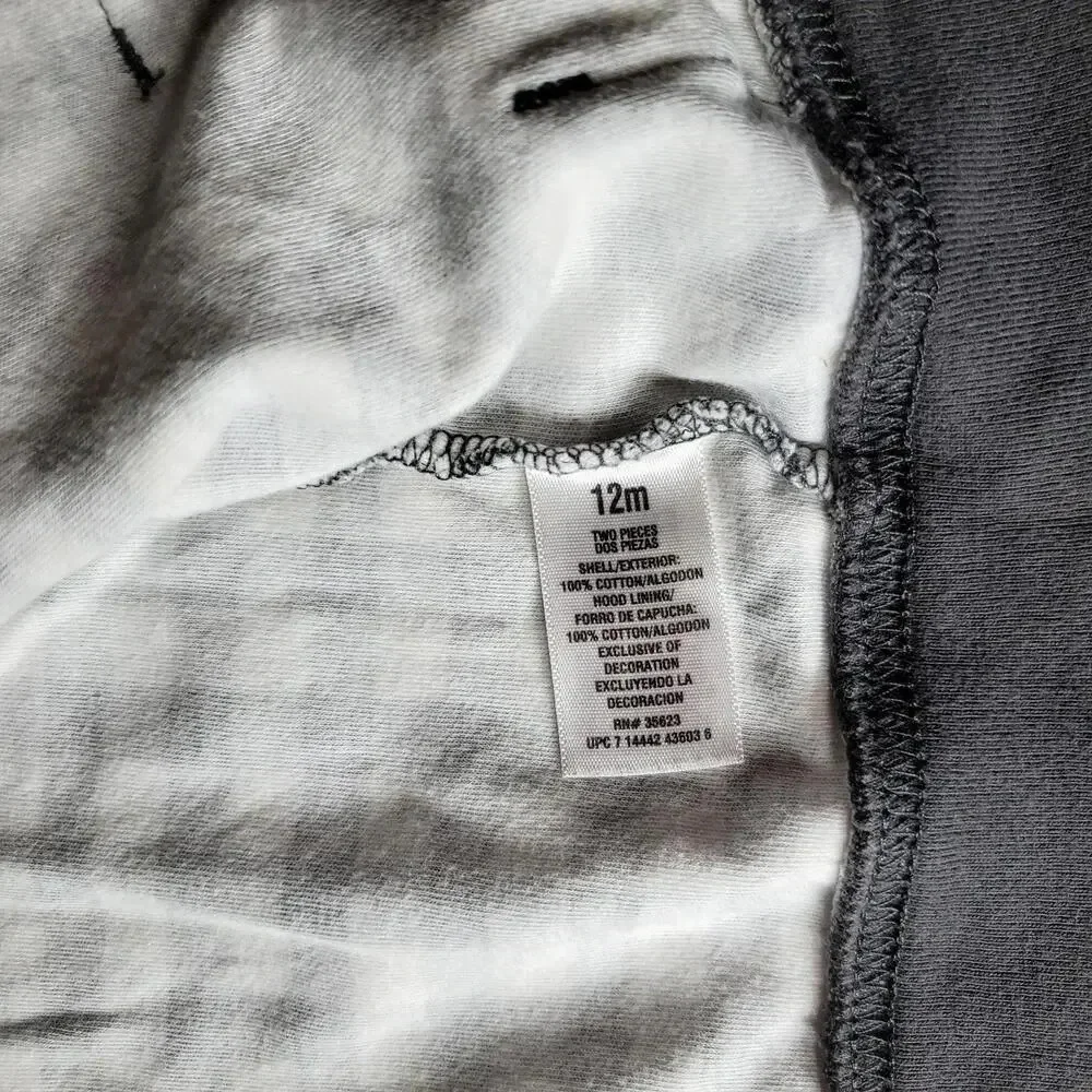 Carter's Gray and White Checkered Hooded Jacket Full Zip Baby Boy Size 12m EUC